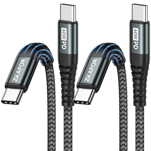 Zkapor Cavo USB C 60W Ricarica Rapida (2 Pezzi, 2M)