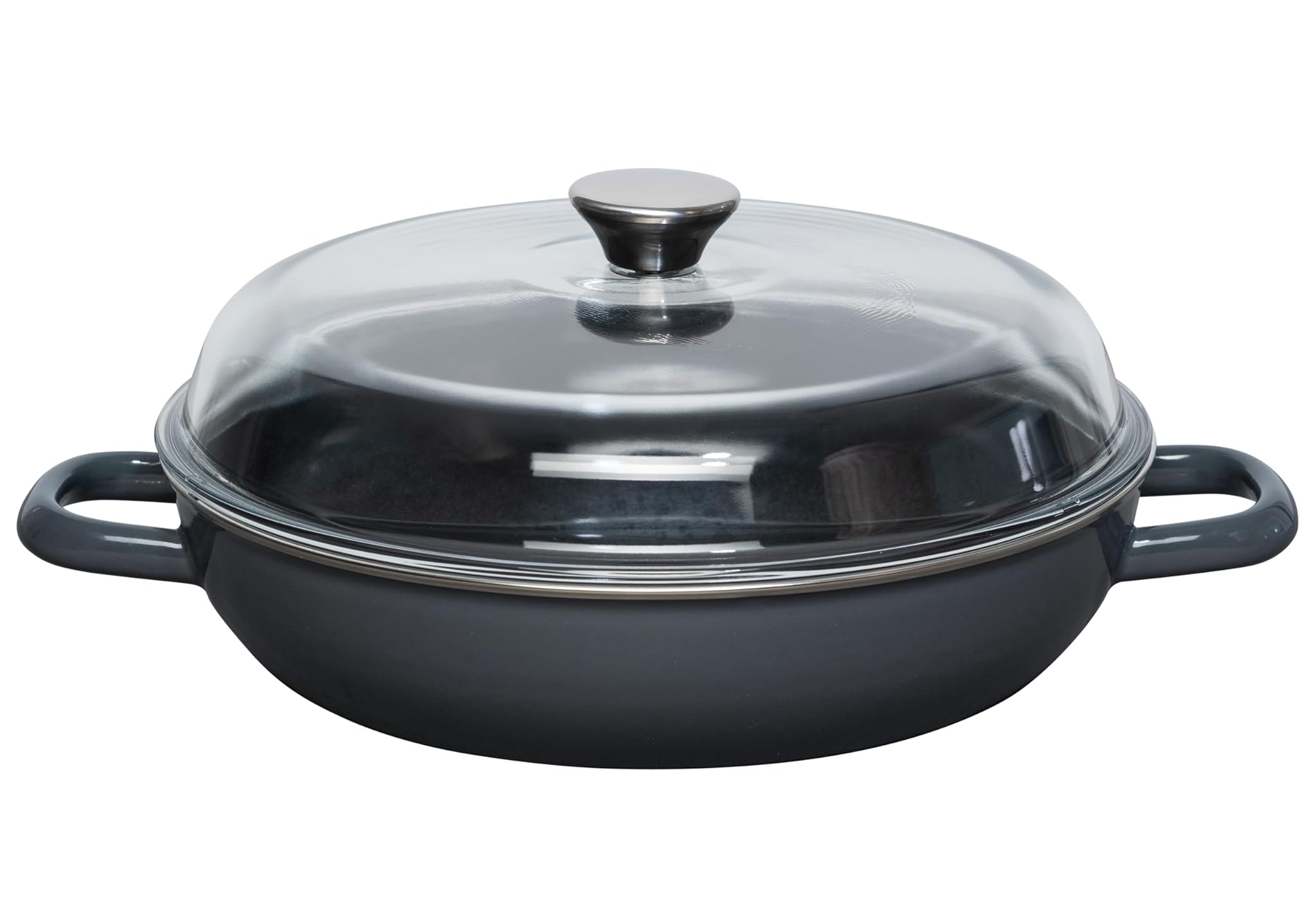 Riess Padella con Coperchio in Vetro 28cm, Grigio Scuro