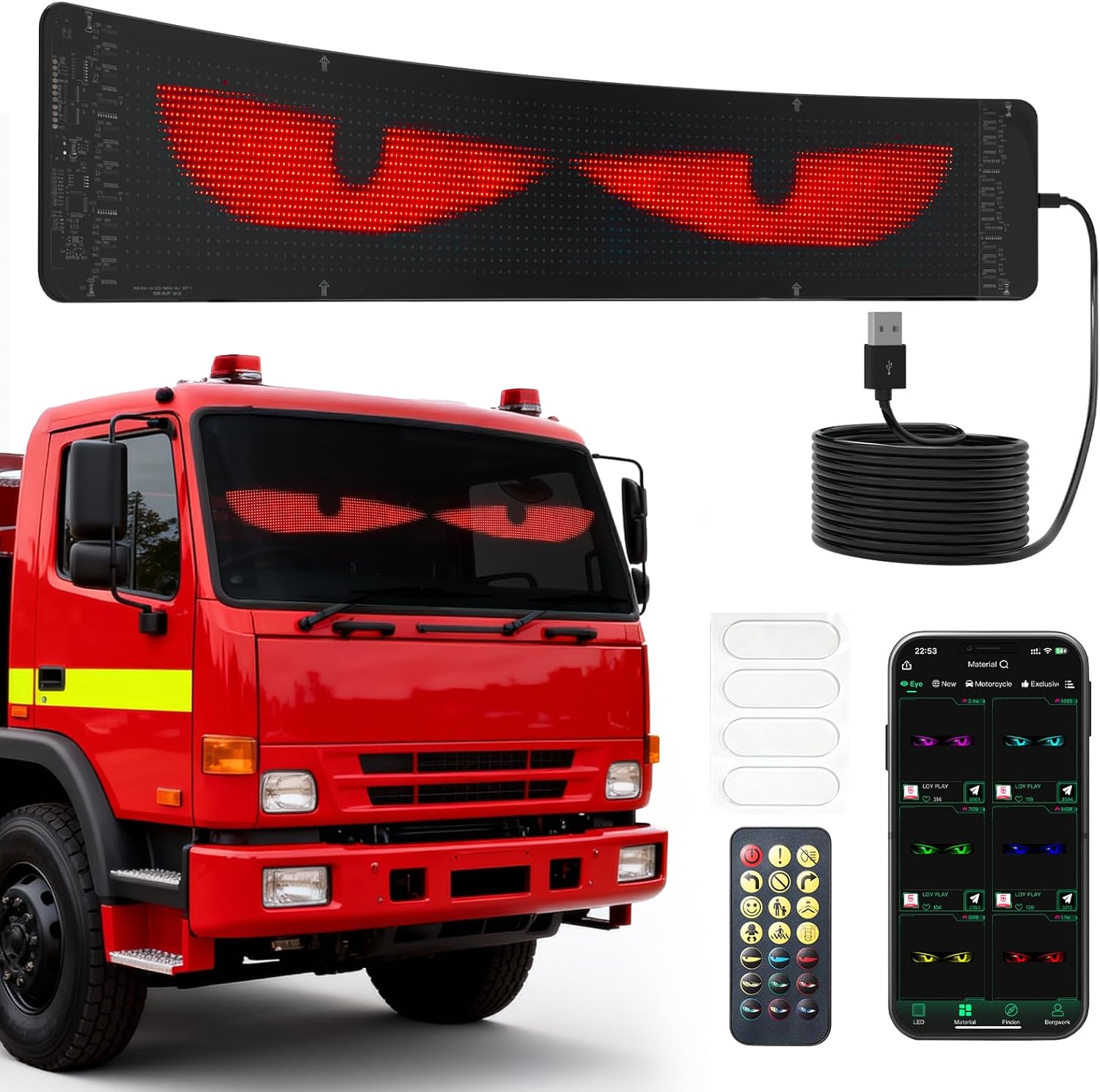 Occhi a LED Devil Eyes 12x60cm con Telecomando e App - immagine 1