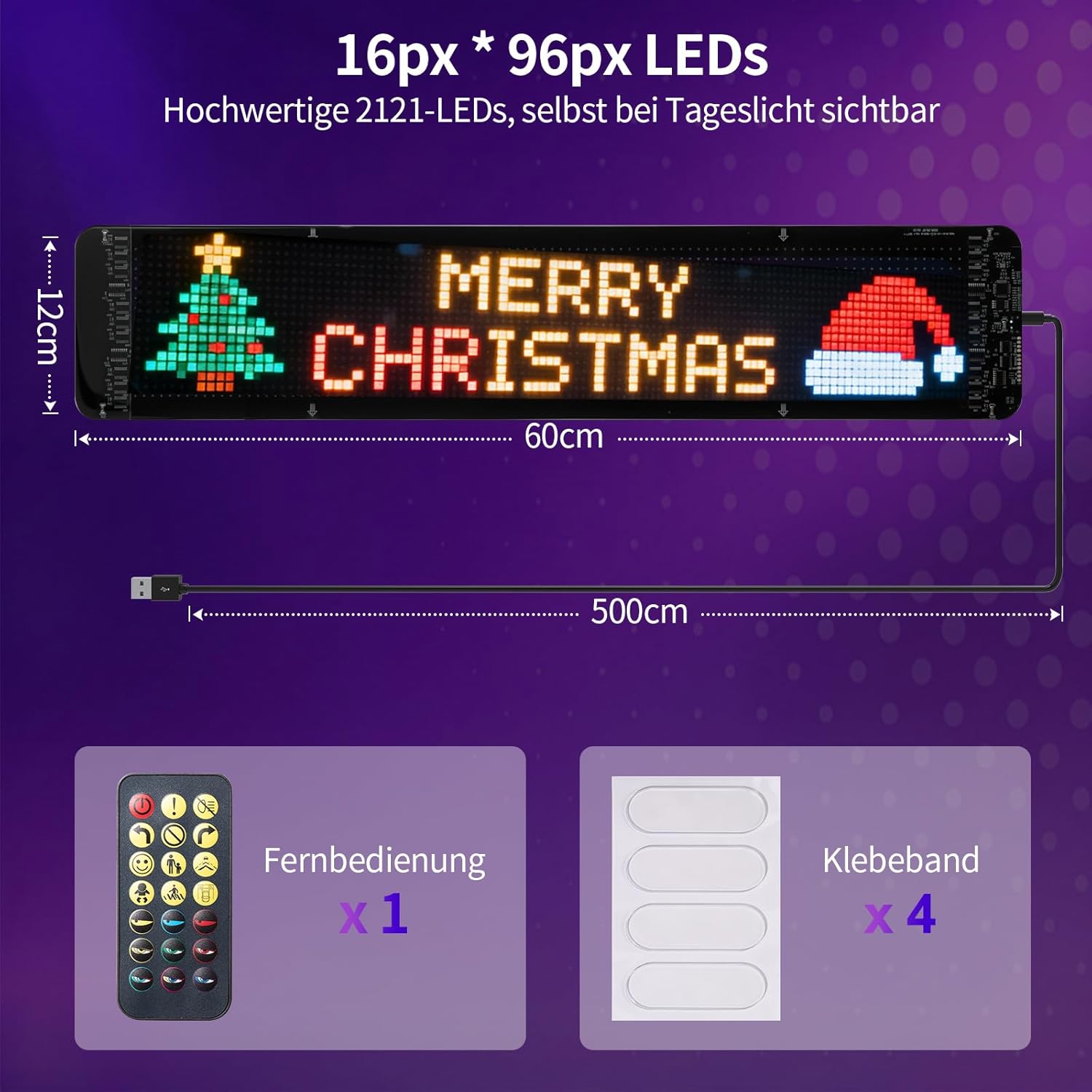 Occhi a LED Devil Eyes 12x60cm con Telecomando e App - immagine 2