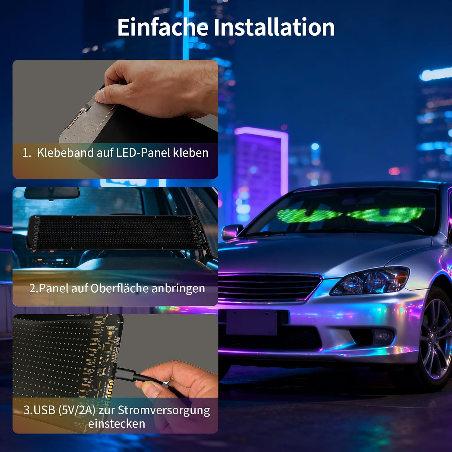 Occhi a LED Devil Eyes 12x60cm con Telecomando e App - immagine 6