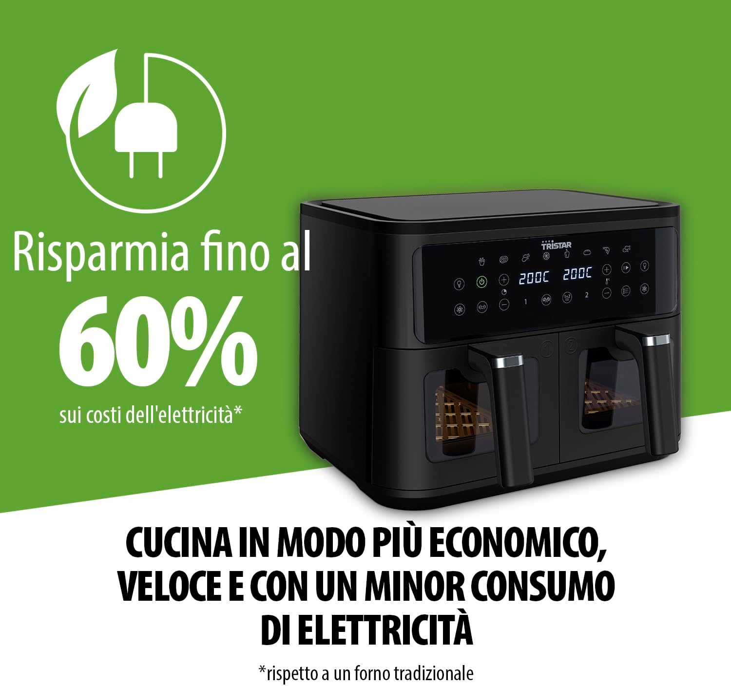 Tristar Friggitrice ad Aria Doppio Cestello 9L - immagine 6