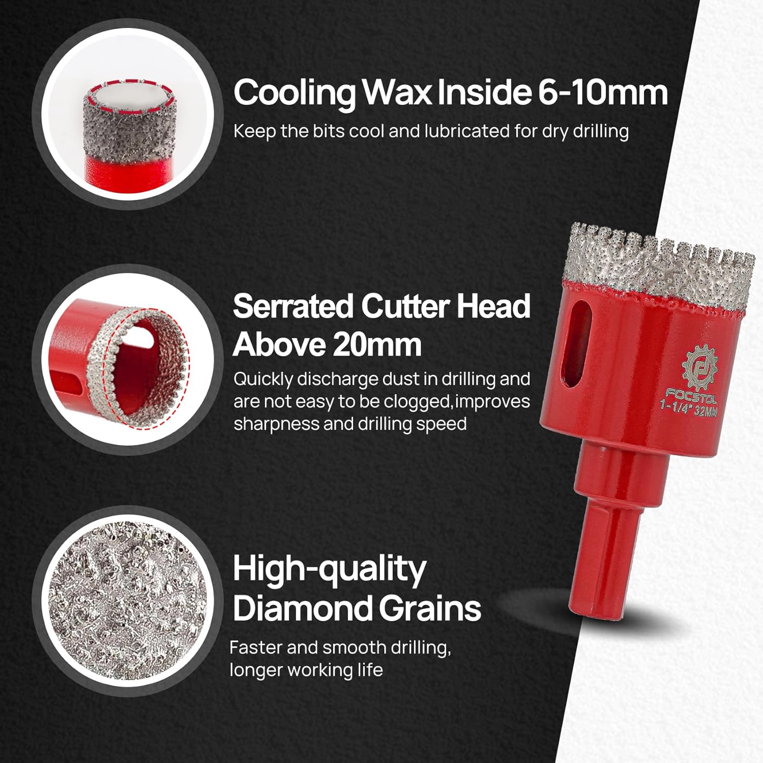 Focstol Punte per Trapano Diamantate 11 Pezzi - immagine 3