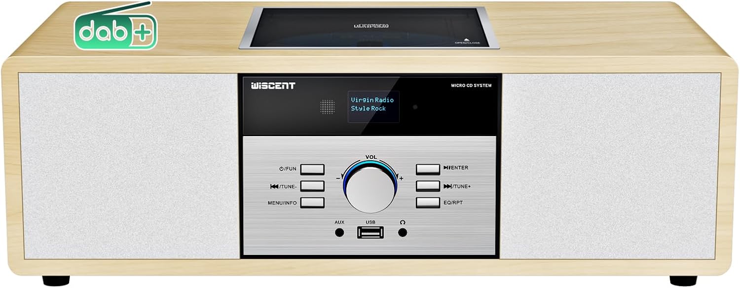 Impianto Stereo Casa Hi-Fi con Radio DAB+ e CD, Legno - immagine 1