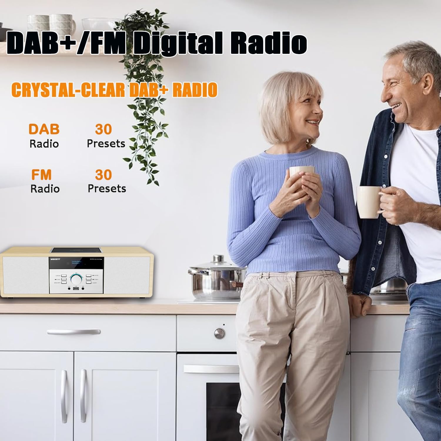 Impianto Stereo Casa Hi-Fi con Radio DAB+ e CD, Legno - immagine 4