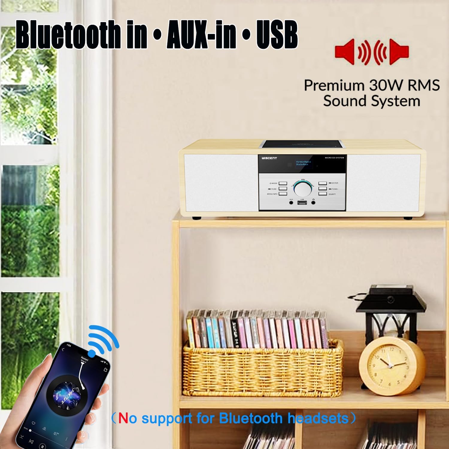 Impianto Stereo Casa Hi-Fi con Radio DAB+ e CD, Legno - immagine 5