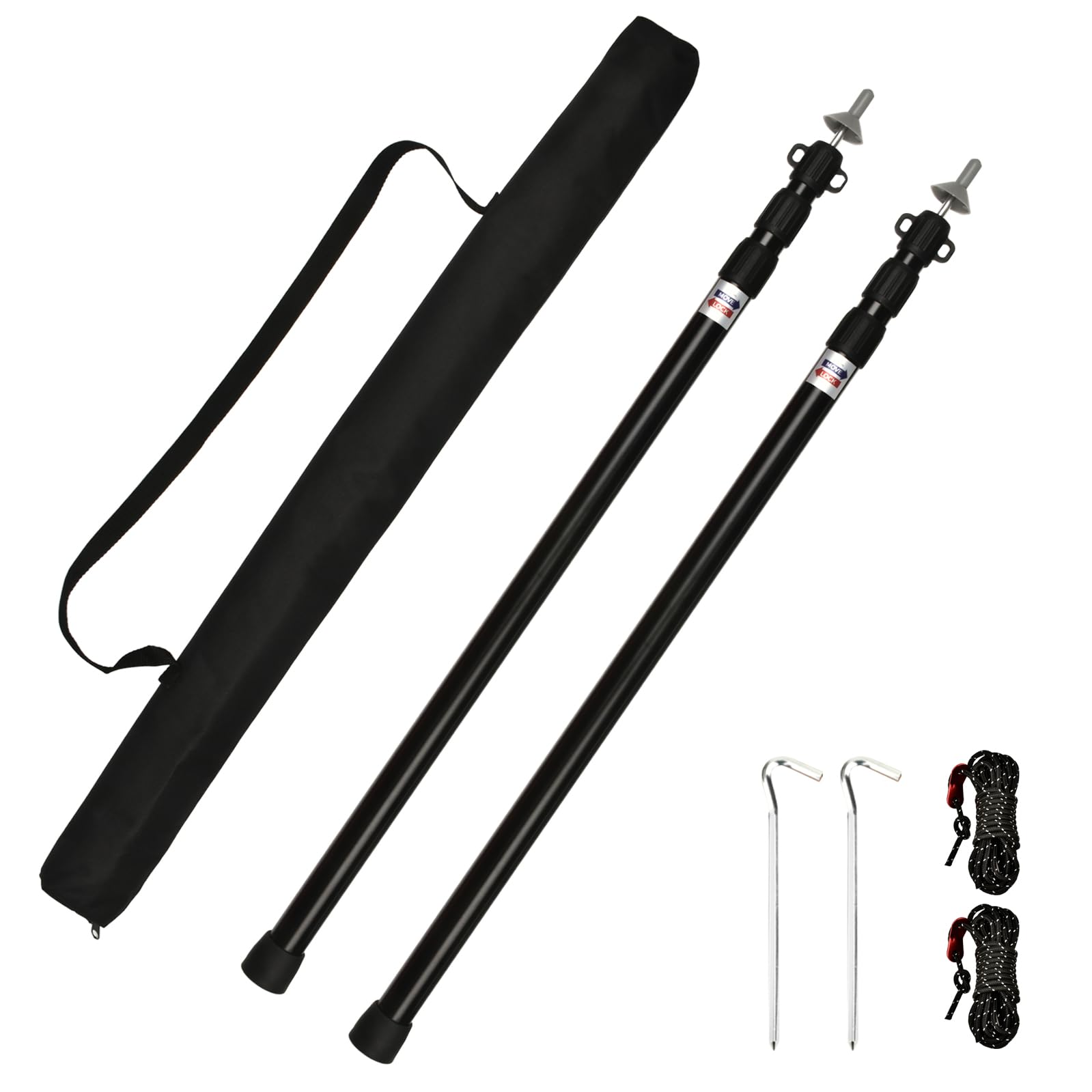 Tiandirenhe Asta telescopica per tende, aste per tende da sole, aste telescopiche, in alluminio, 95 – 234 cm, palo da campeggio