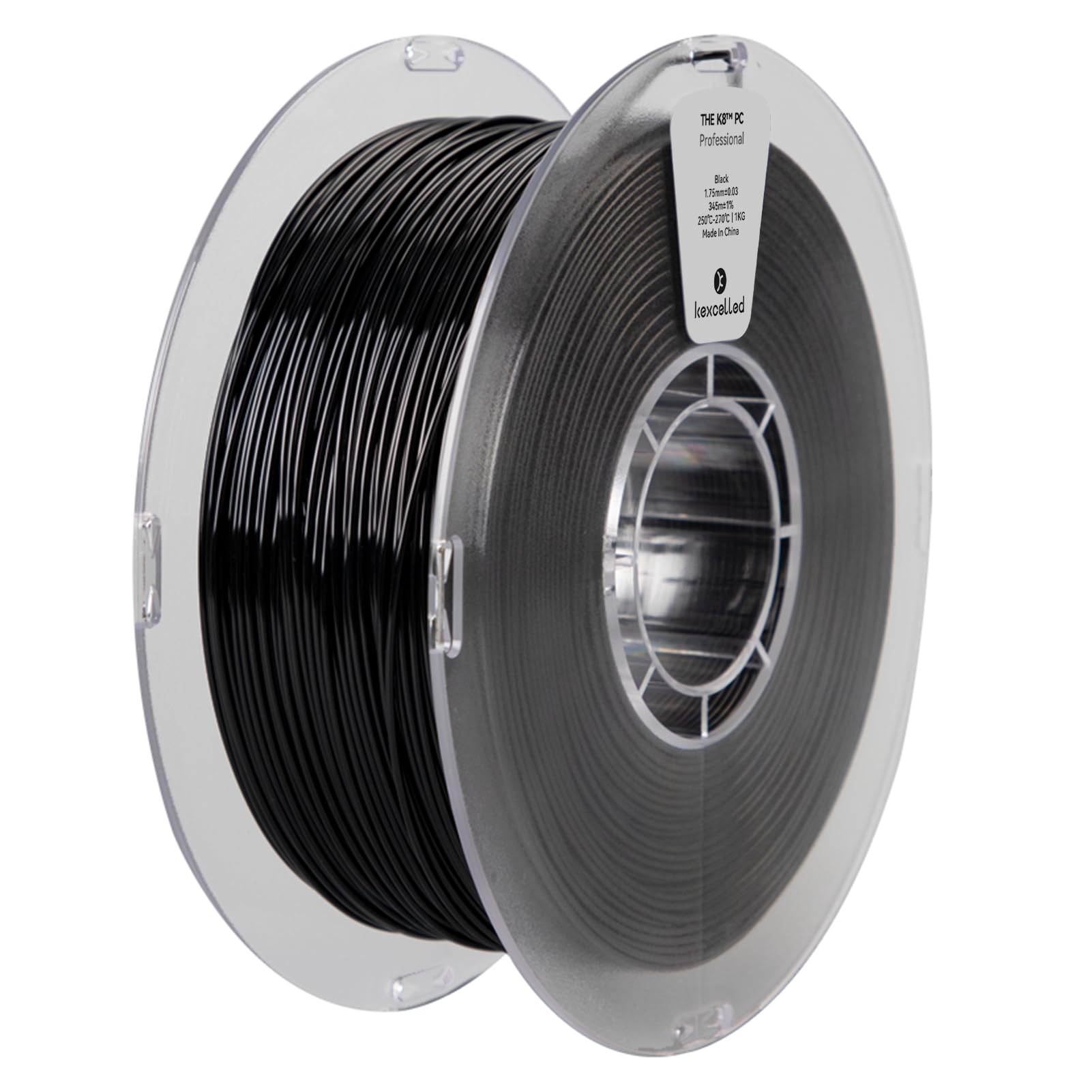 kexcelled Filamento PC Polycarbonate 1.75mm 1kg, Nero