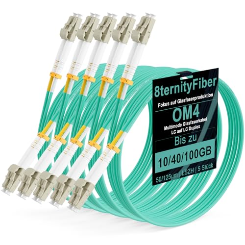 LC a LC OM4 0,2 m/0,7 ft, 10 GB/40 GB/100 GB Multimode Fibre Patch Cable Duplex 50/125 µm, opzioni di lunghezza: 0,2 m-50 m, OD: 2 mm, LSZH-5 pezzi