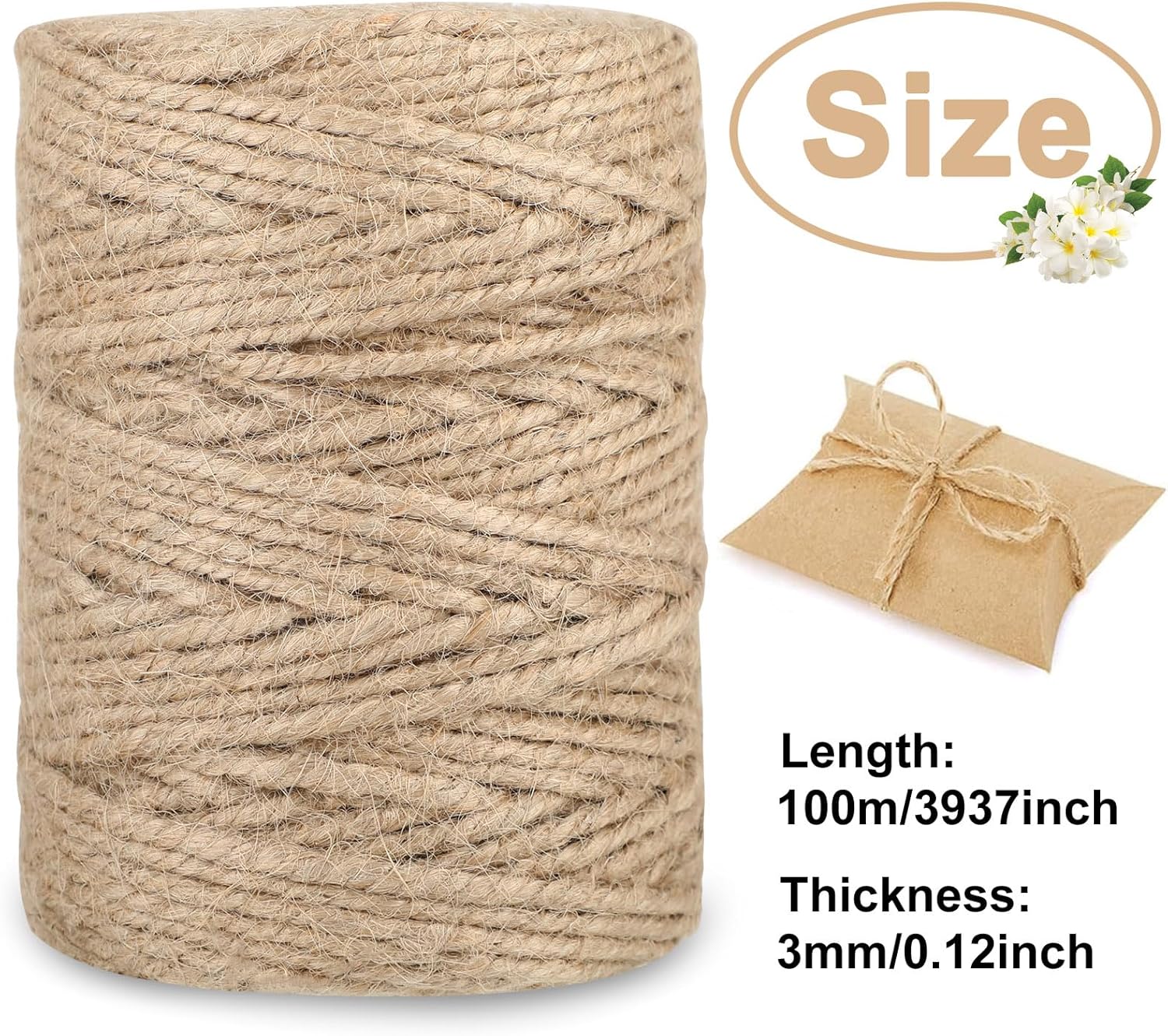 Spago di Juta 3 mm di Spessore, Rotolo da 100 m - immagine 2