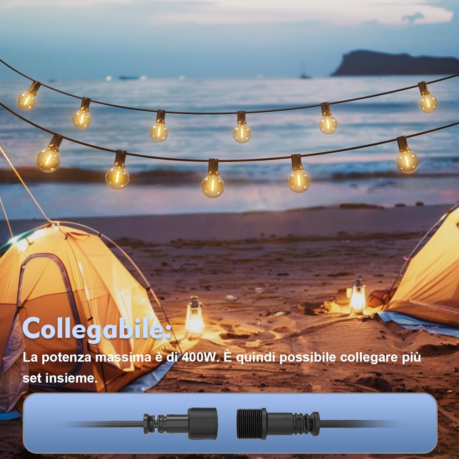 Yuusei Catena Luminosa Esterno LED 15M, Bianco Caldo - immagine 4