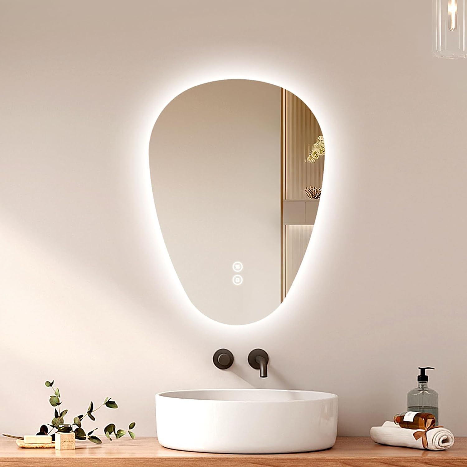 Emke Specchio LED da Bagno Asimmetrico 60x45 cm