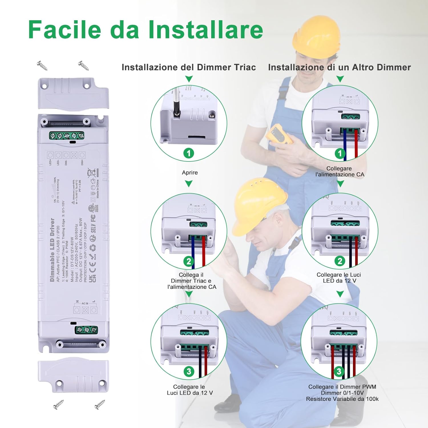 Reylax Trasformatore LED 12V 80W Dimmerabile - immagine 3