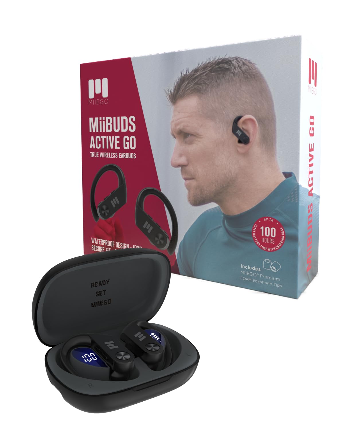 Miiego MiiBUDS Active GO - Cuffie Bluetooth Wireless, Nero