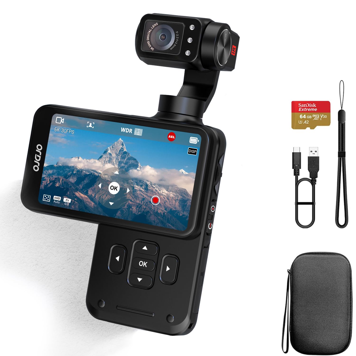 Ordro M5 5K - Fotocamera Vlogging con Stabilizzatore 3 Assi