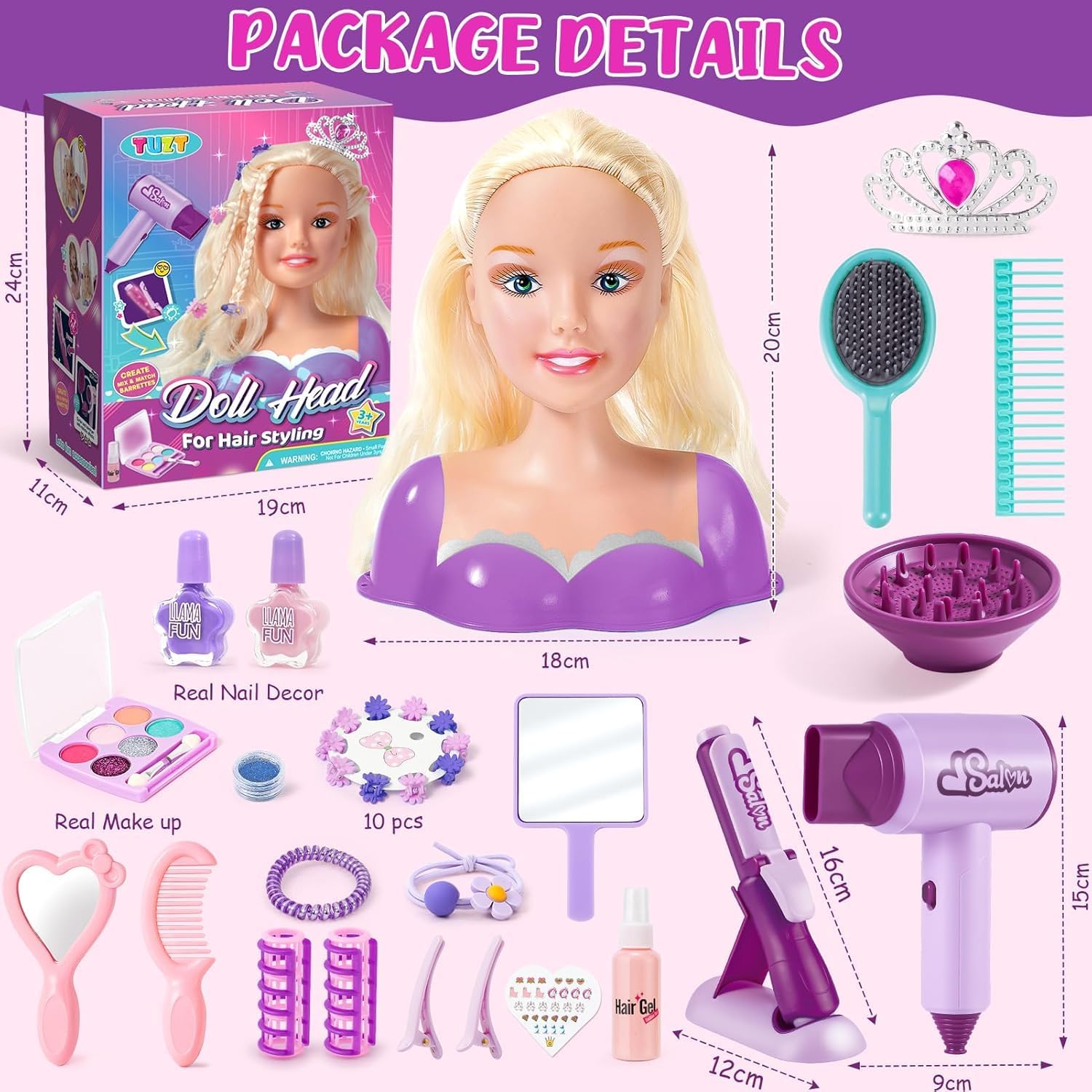 Set Parrucchiere per Bambini con Testa Bambola - immagine 6