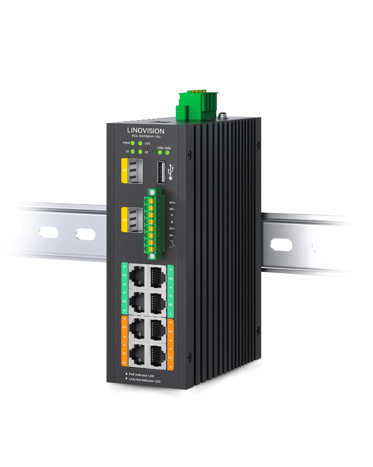 Linovision Switch Poe++ Gestito Industriale 8 Porte