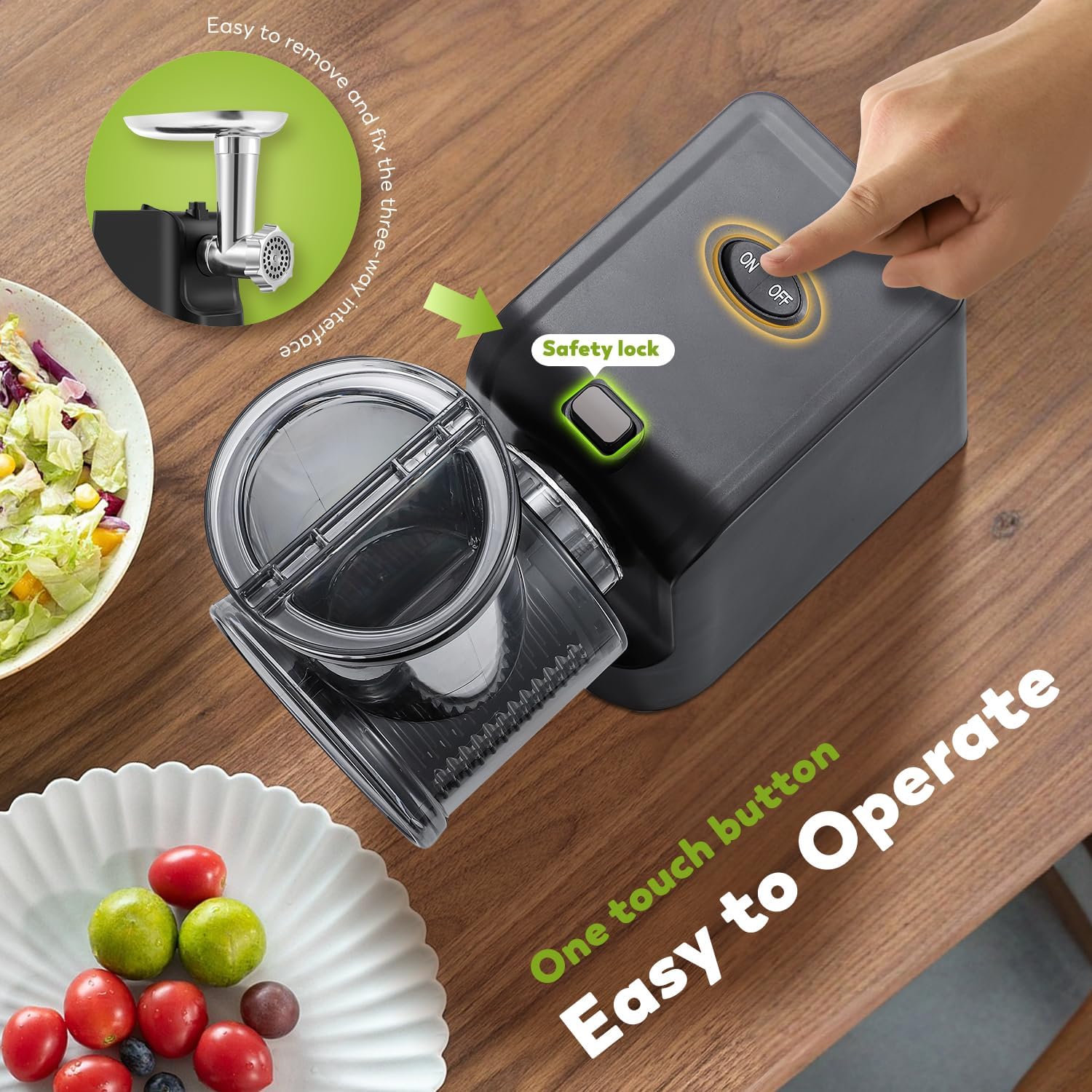 Huanyu Grattugia Elettrica Multifunzionale 250W, Nera - immagine 6