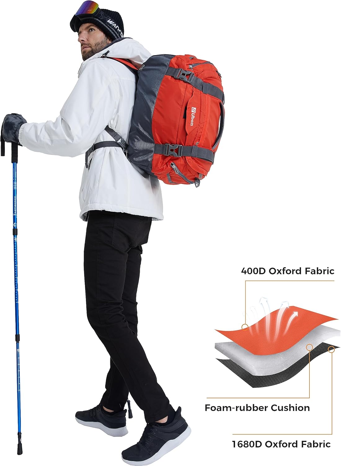 Ubon Borsone da Viaggio Grande 55L, Arancione - immagine 5