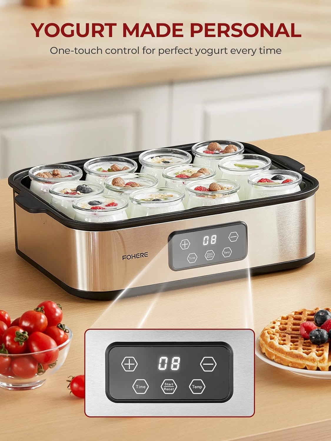 FOHERE Yogurtiera Elettrica con LCD Display - immagine 5