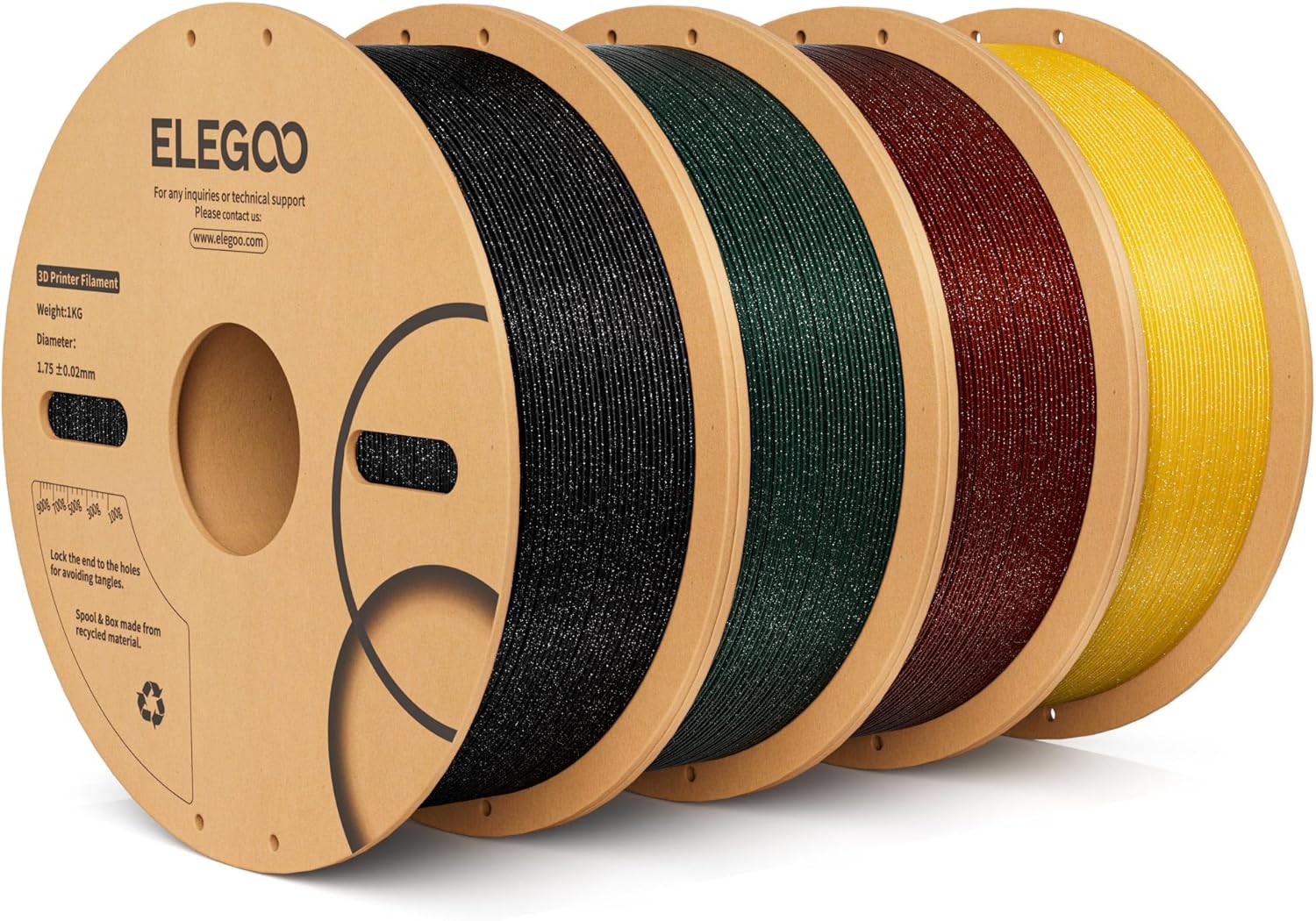 Elegoo Filamento PLA 1,75 mm Glitter 4KG - immagine 1