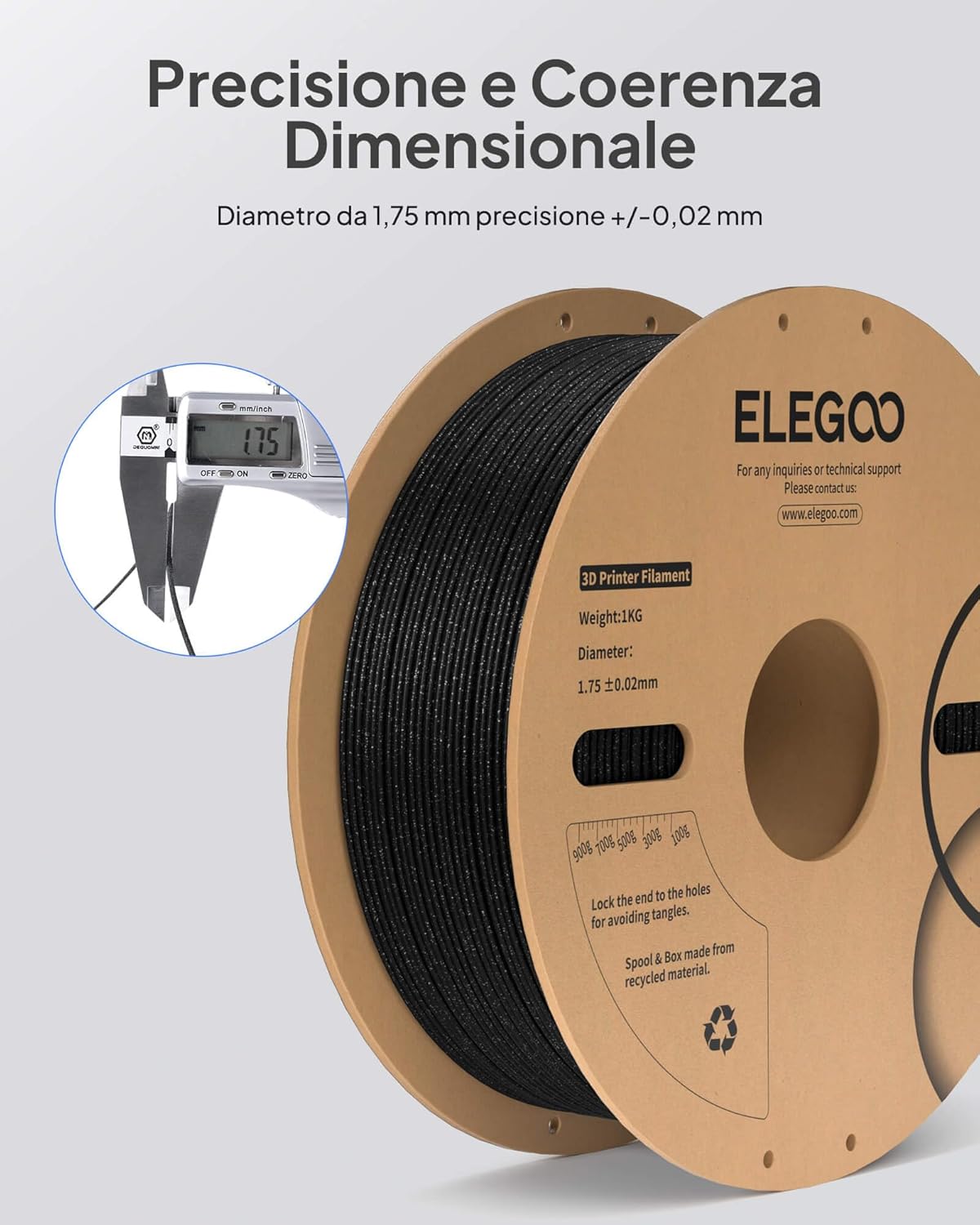 Elegoo Filamento PLA 1,75 mm Glitter 4KG - immagine 4