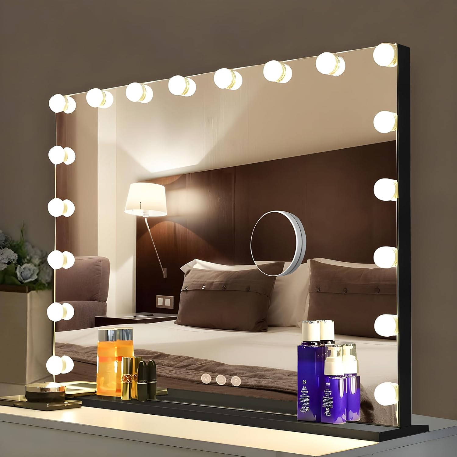 Bayt Hollywood Specchio con Luci 80x60cm, Nero