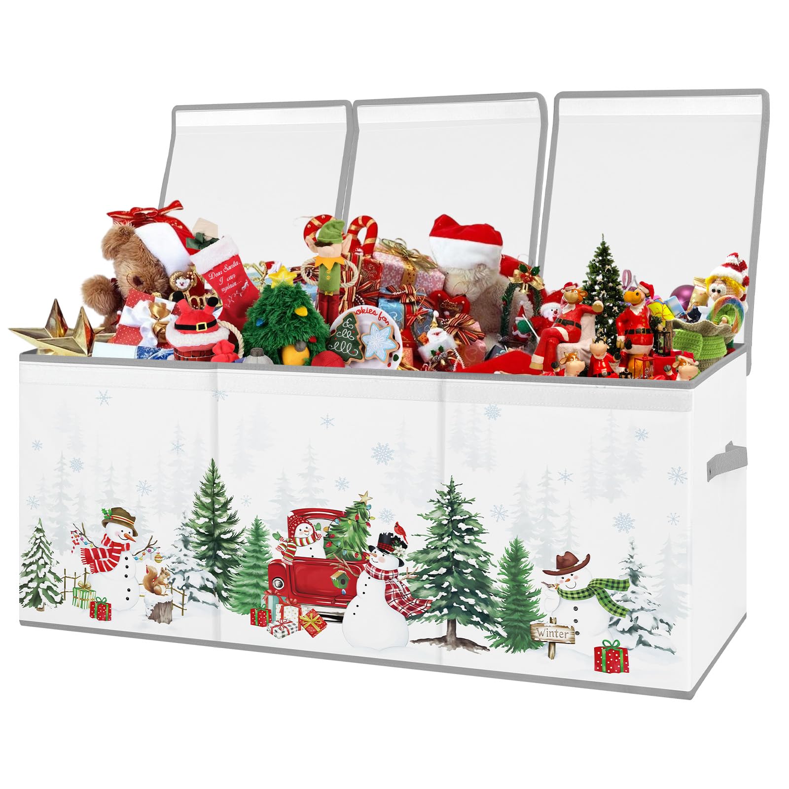 Contenitore Giochi Bambini Extra Large con Coperchio, Pupazzo Neve