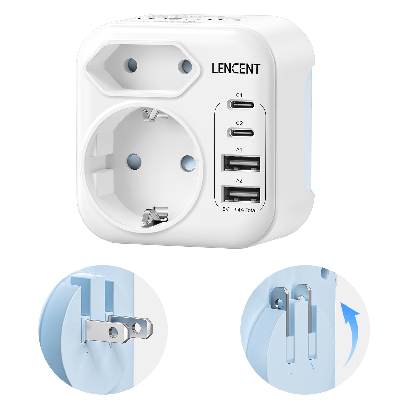 Lencent Adattatore Presa da Viaggio EU a JP