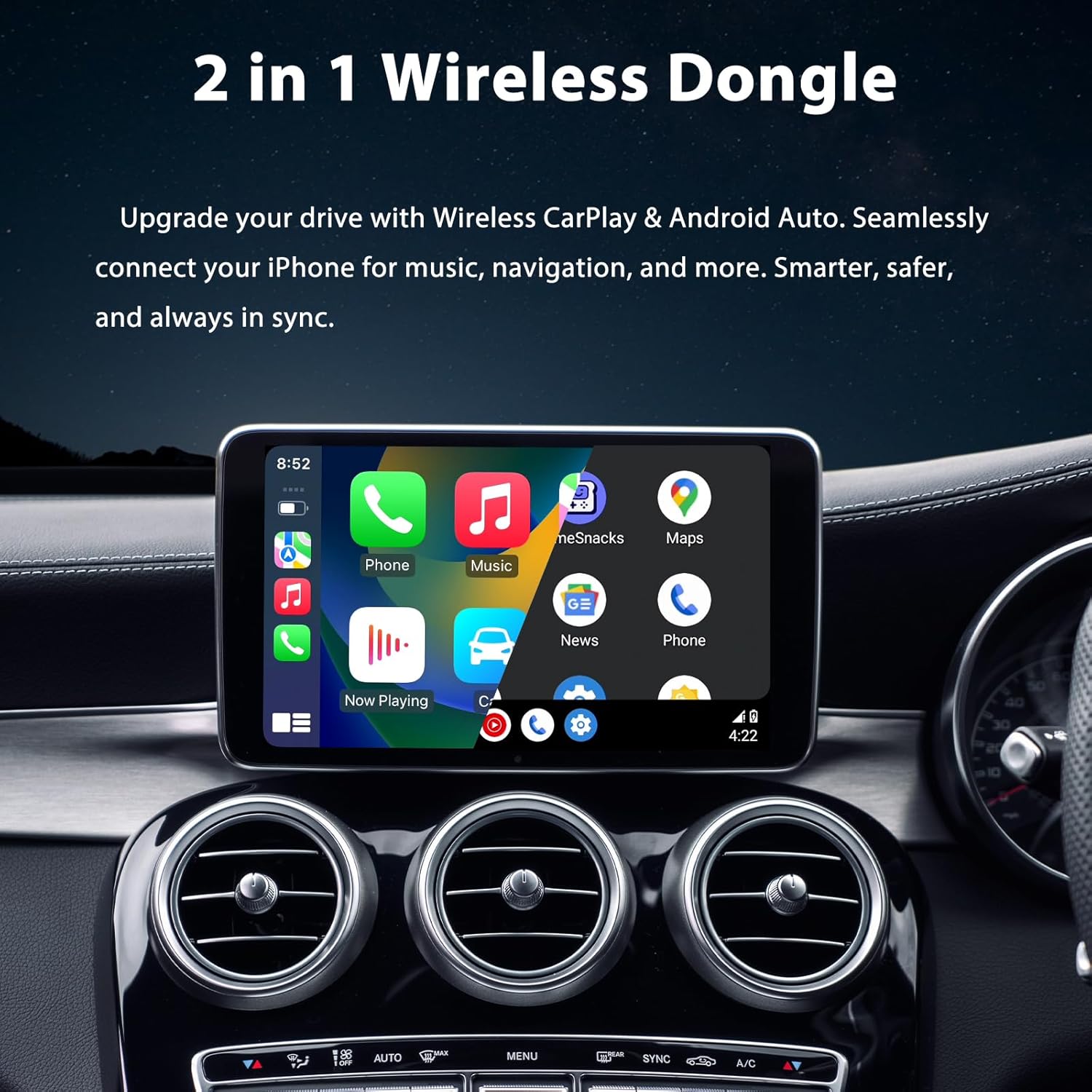Adattatore Wireless 2 in 1 CarPlay e Android Auto - immagine 2