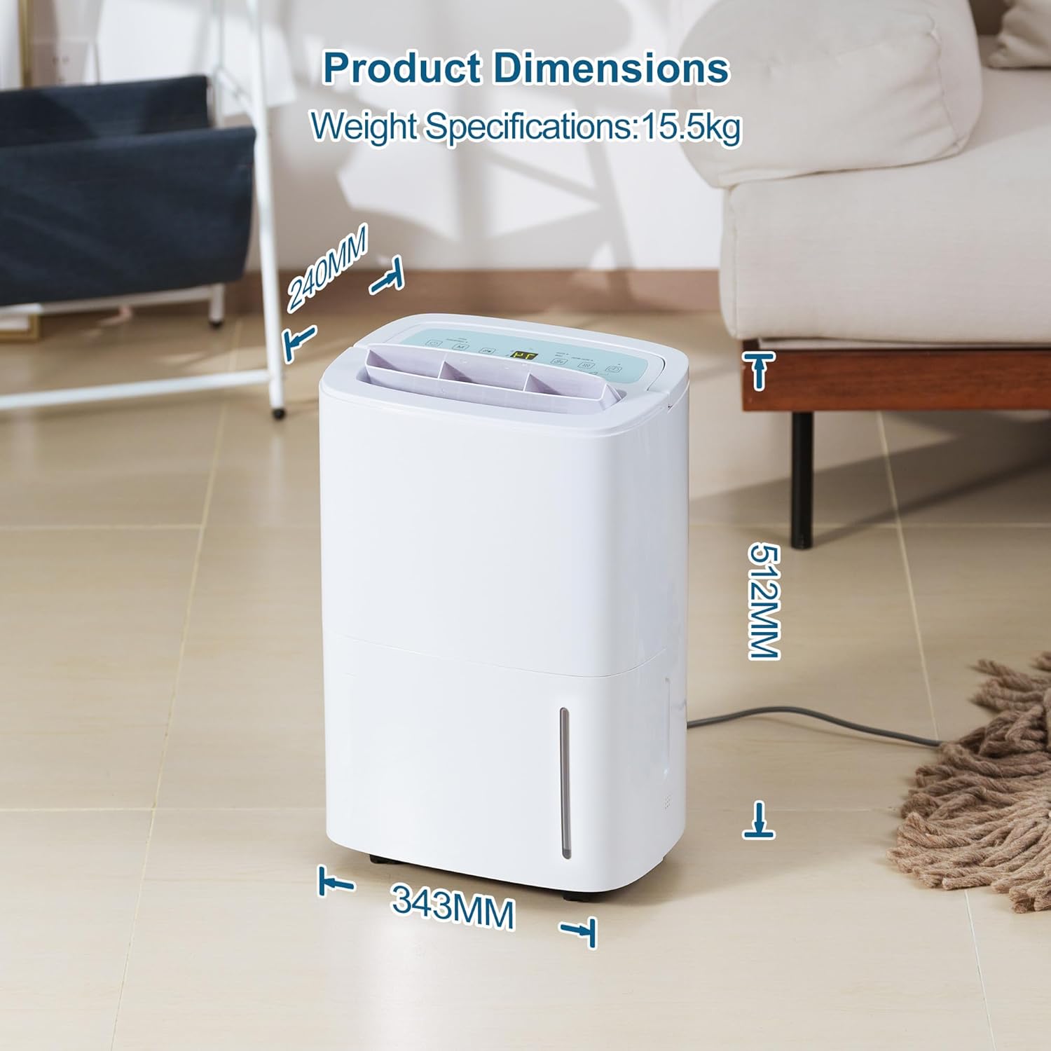 Deumidificatore Elettrico Portatile 70L/Giorno - immagine 8