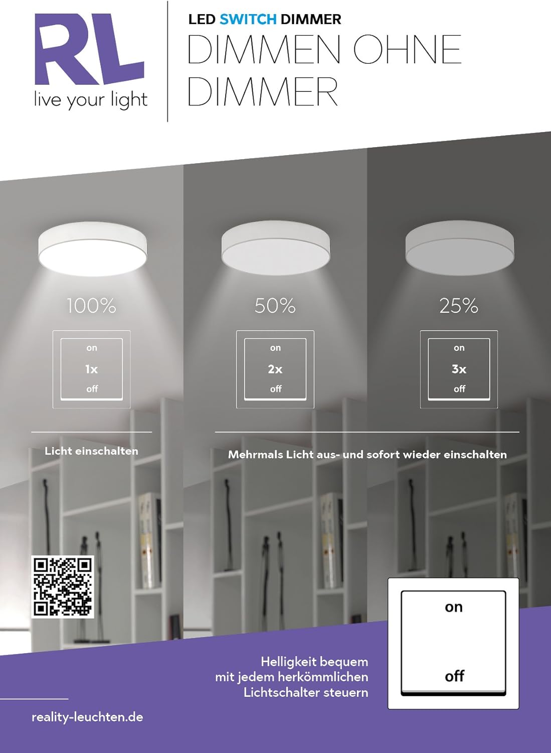 Reality Plafoniera Padella LED 25W, Bianco Opaco - immagine 6