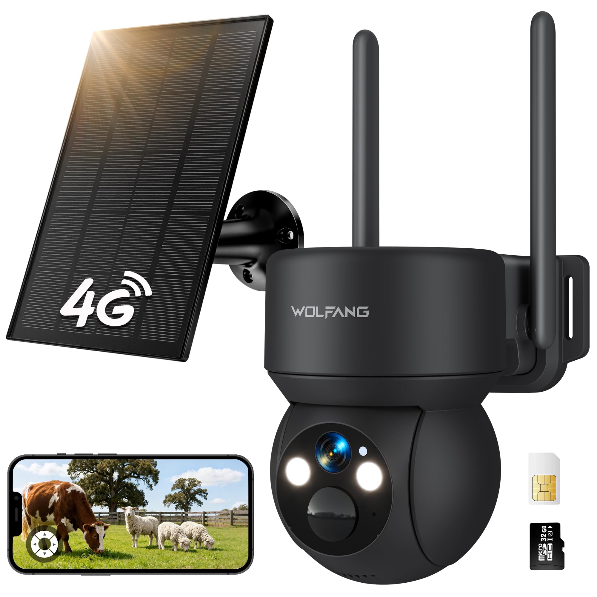 Wolfang Telecamera Esterno 4G con SIM 360° PTZ