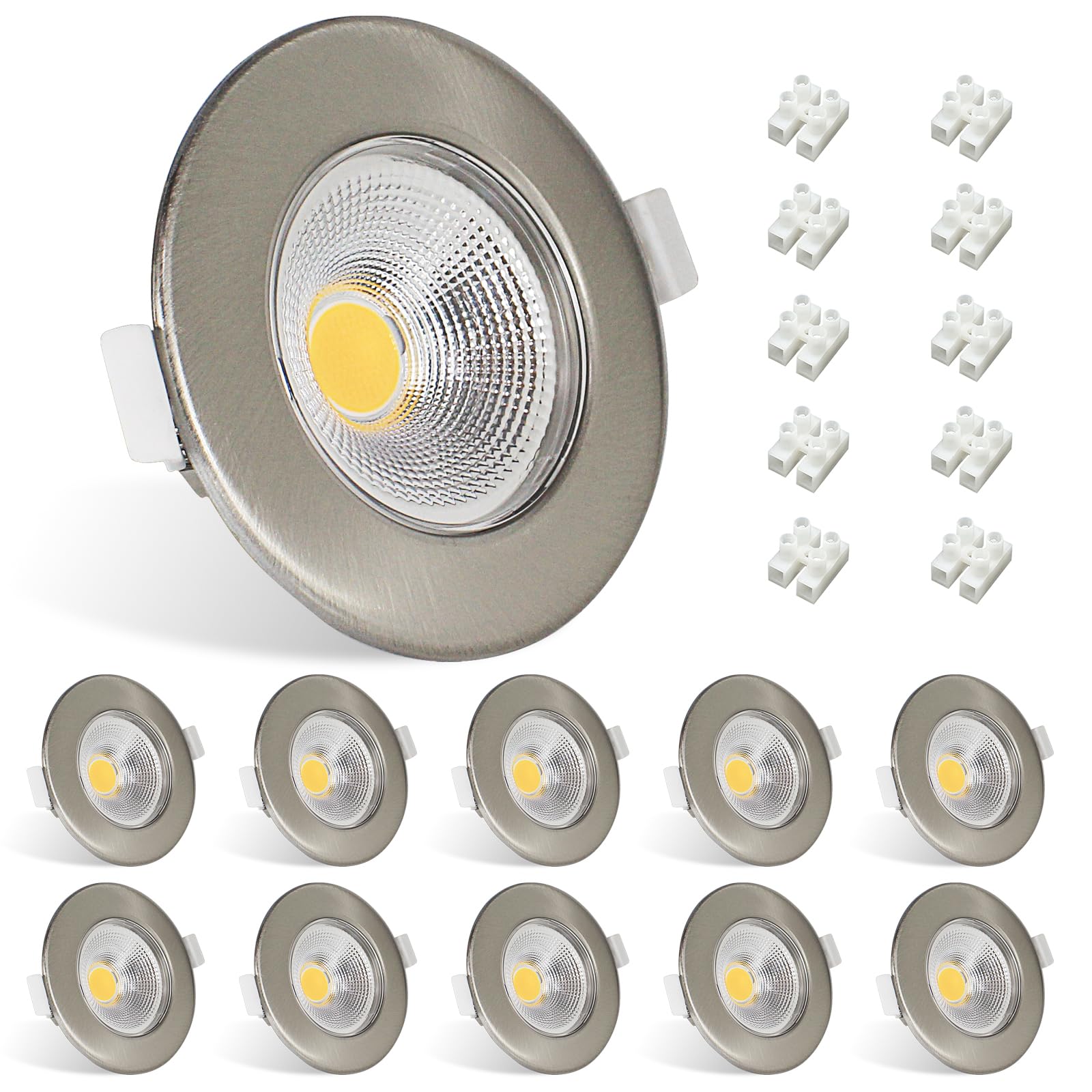 Allesgute 10 Faretti LED Incasso 7W Acciaio Spazzolato