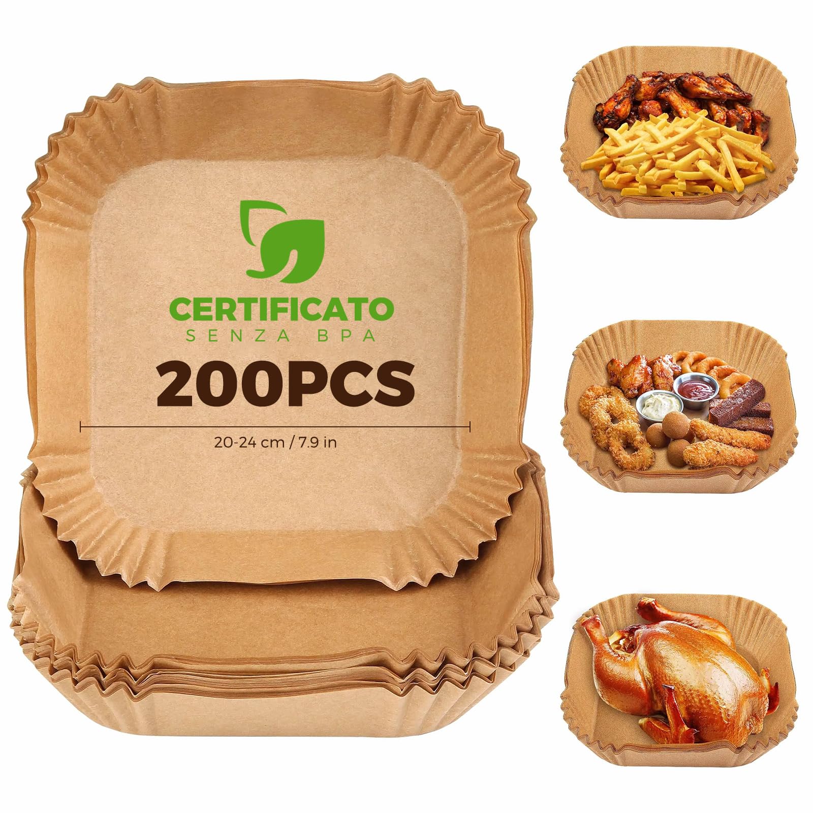 Carta da Forno per Friggitrice ad Aria 200 Pezzi