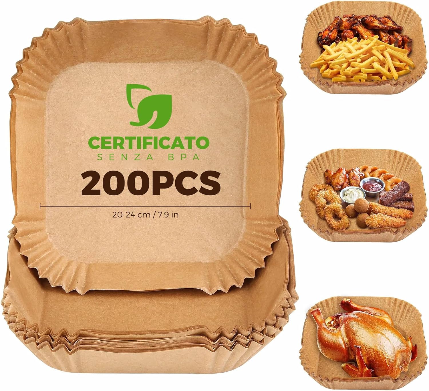 Carta da Forno per Friggitrice ad Aria 200 Pezzi - immagine 1