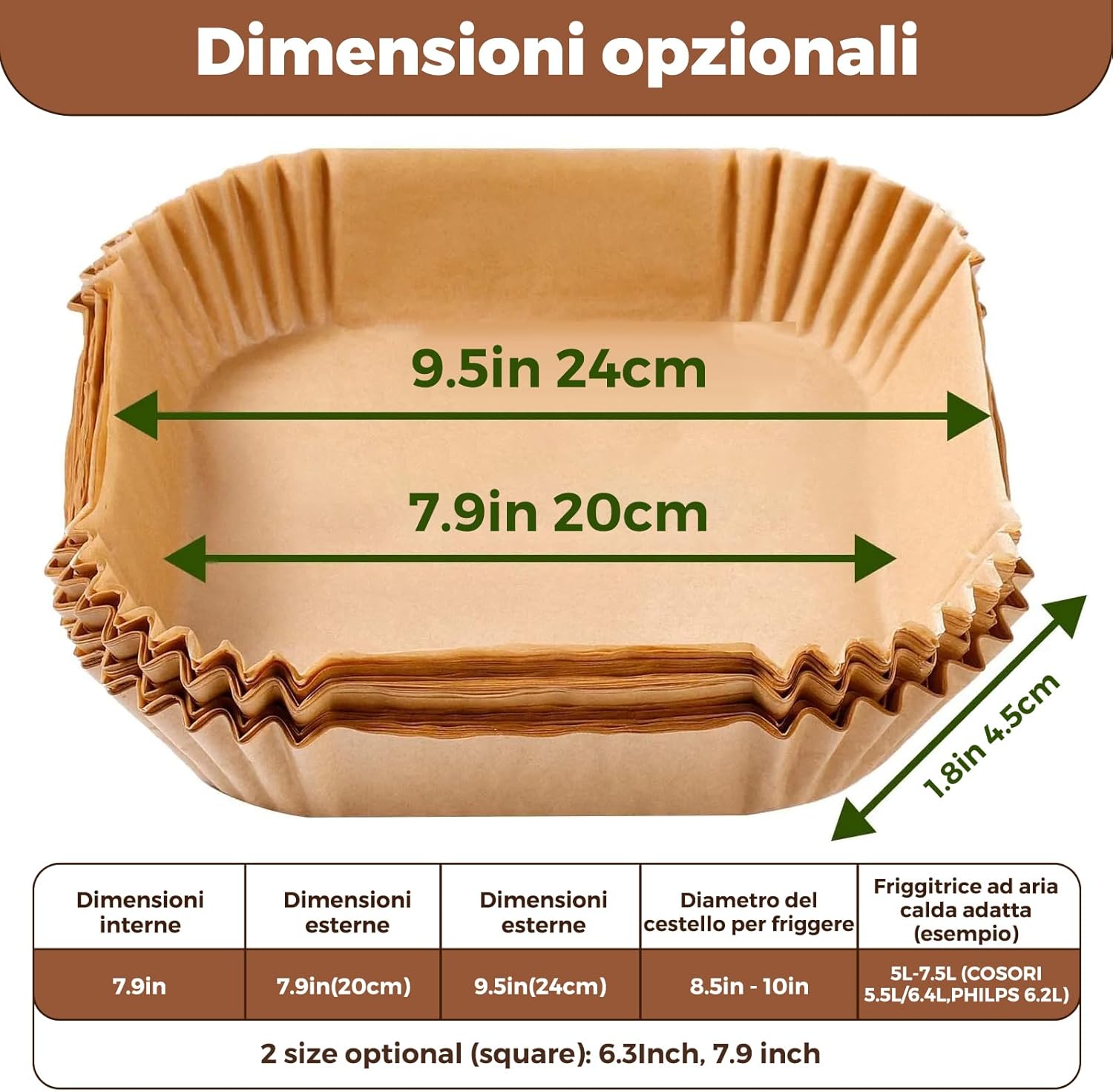 Carta da Forno per Friggitrice ad Aria 200 Pezzi - immagine 2