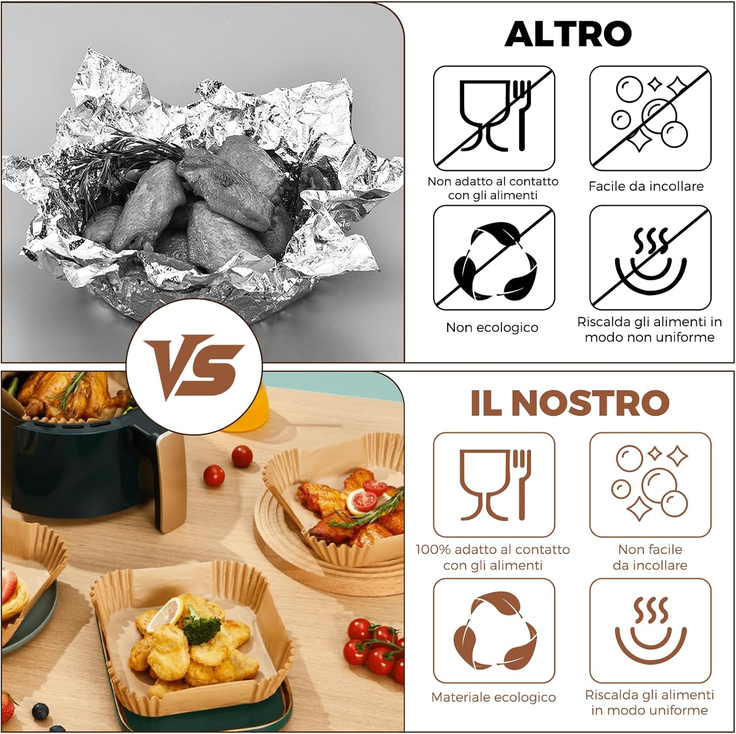 Carta da Forno per Friggitrice ad Aria 200 Pezzi - immagine 4