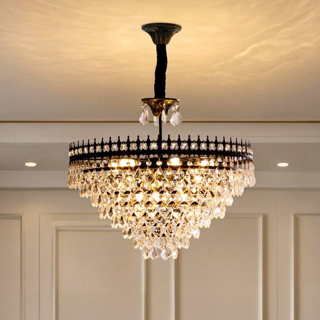 Lampadario in Cristallo da Soffitto Vintage Rotondo