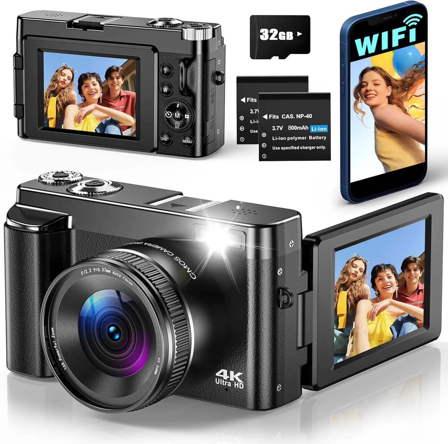 Fotocamera Digitale 4K 64MP con WiFi e Scheda 32GB - immagine 1