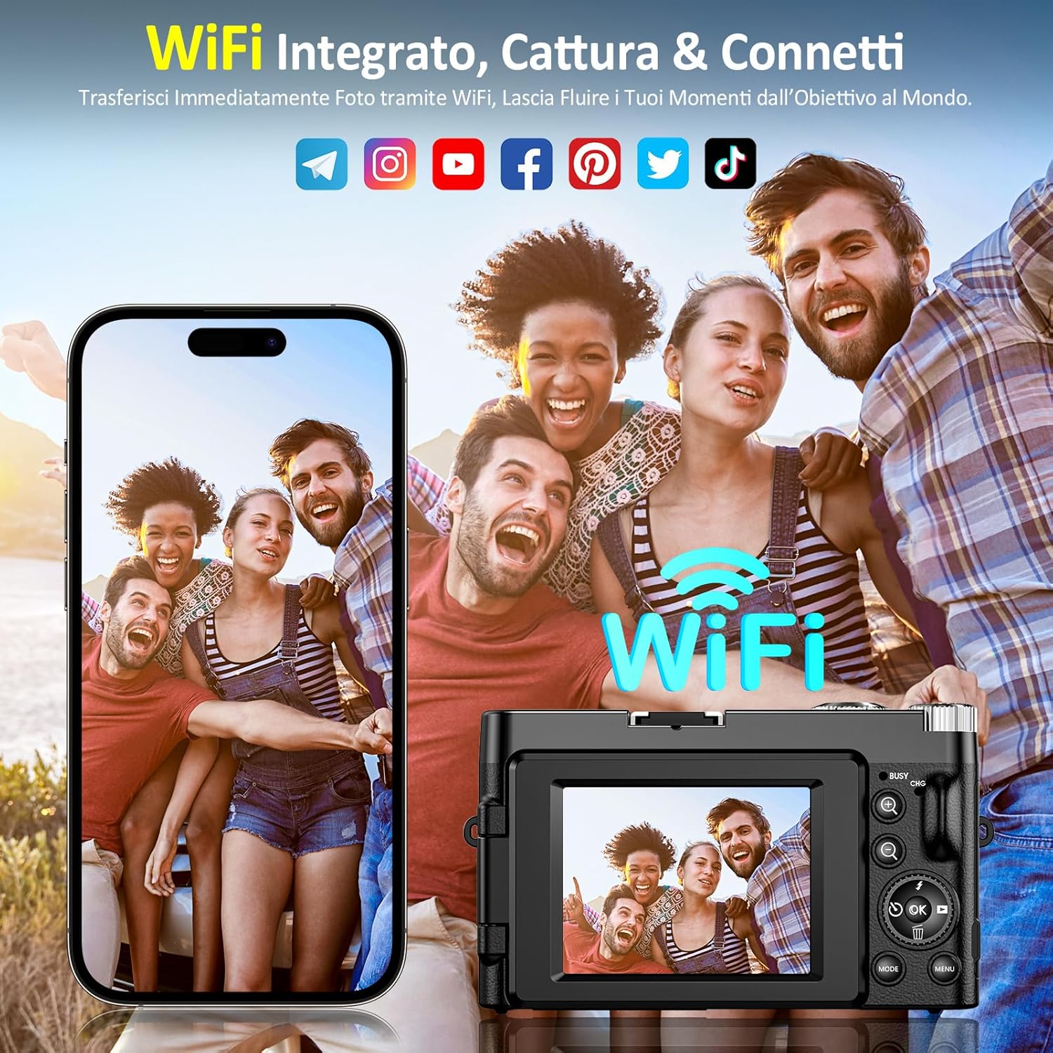 Fotocamera Digitale 4K 64MP con WiFi e Scheda 32GB - immagine 2