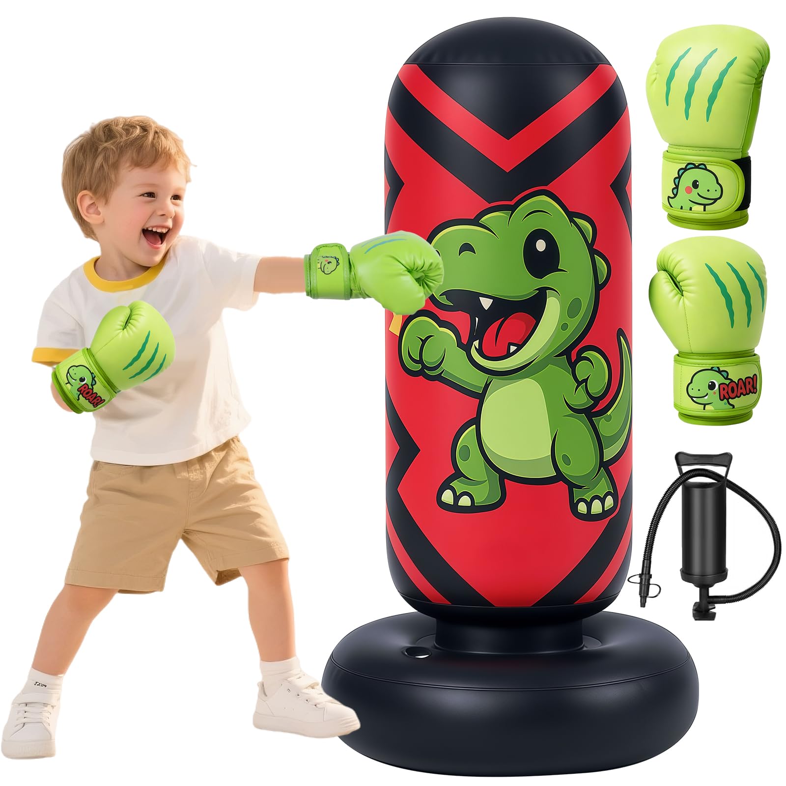 Qoosea Sacco da Boxe Gonfiabile per Bambini con Guantoni