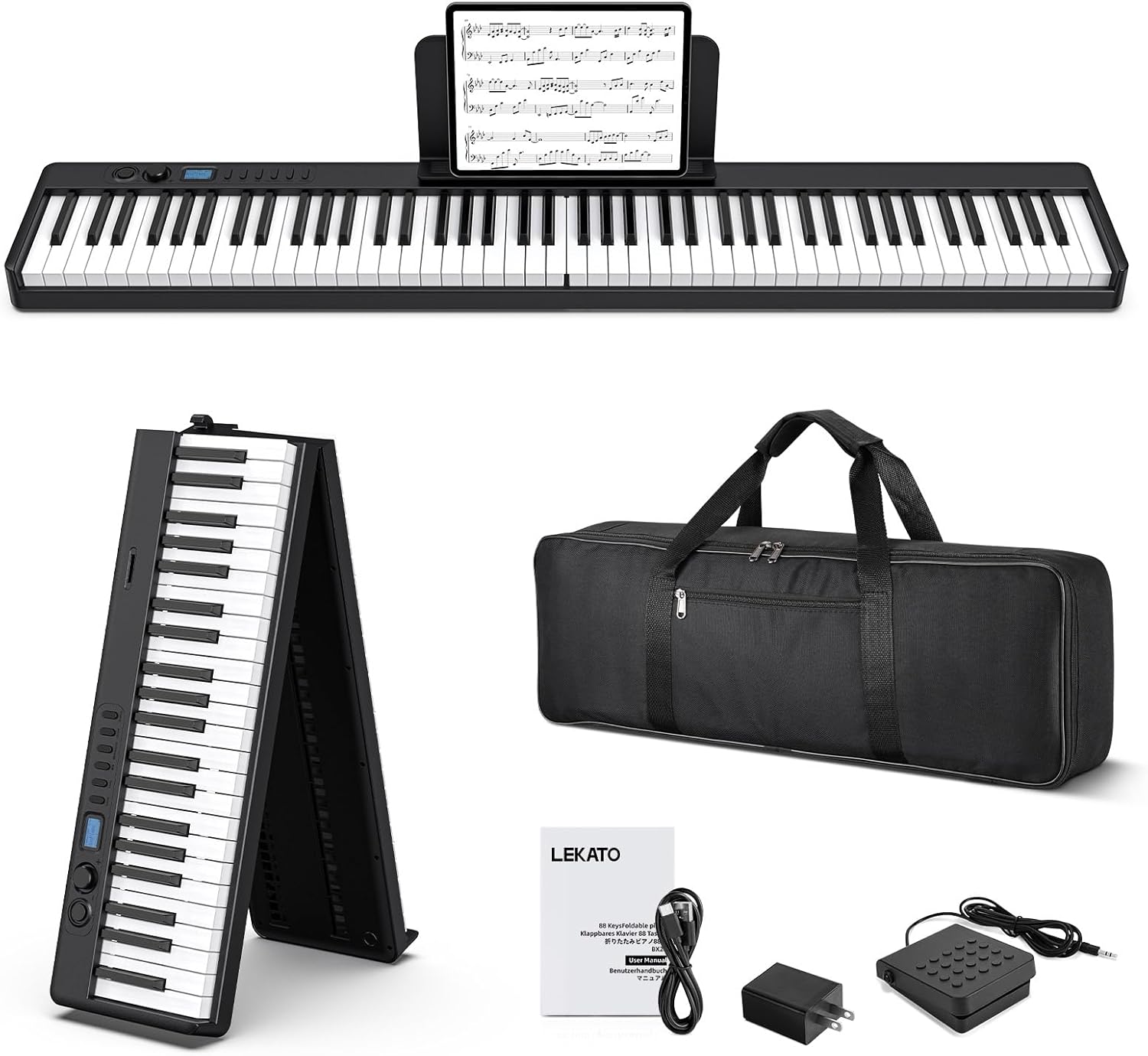 Lekato Pianoforte Elettronico Pieghevole 88 Tasti - immagine 1