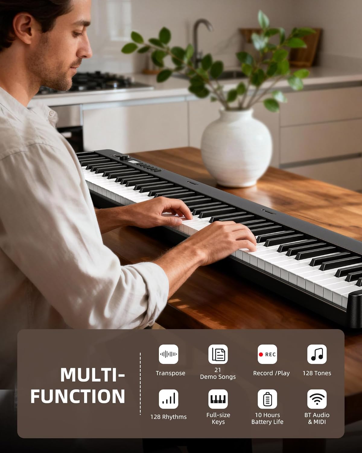 Lekato Pianoforte Elettronico Pieghevole 88 Tasti - immagine 2