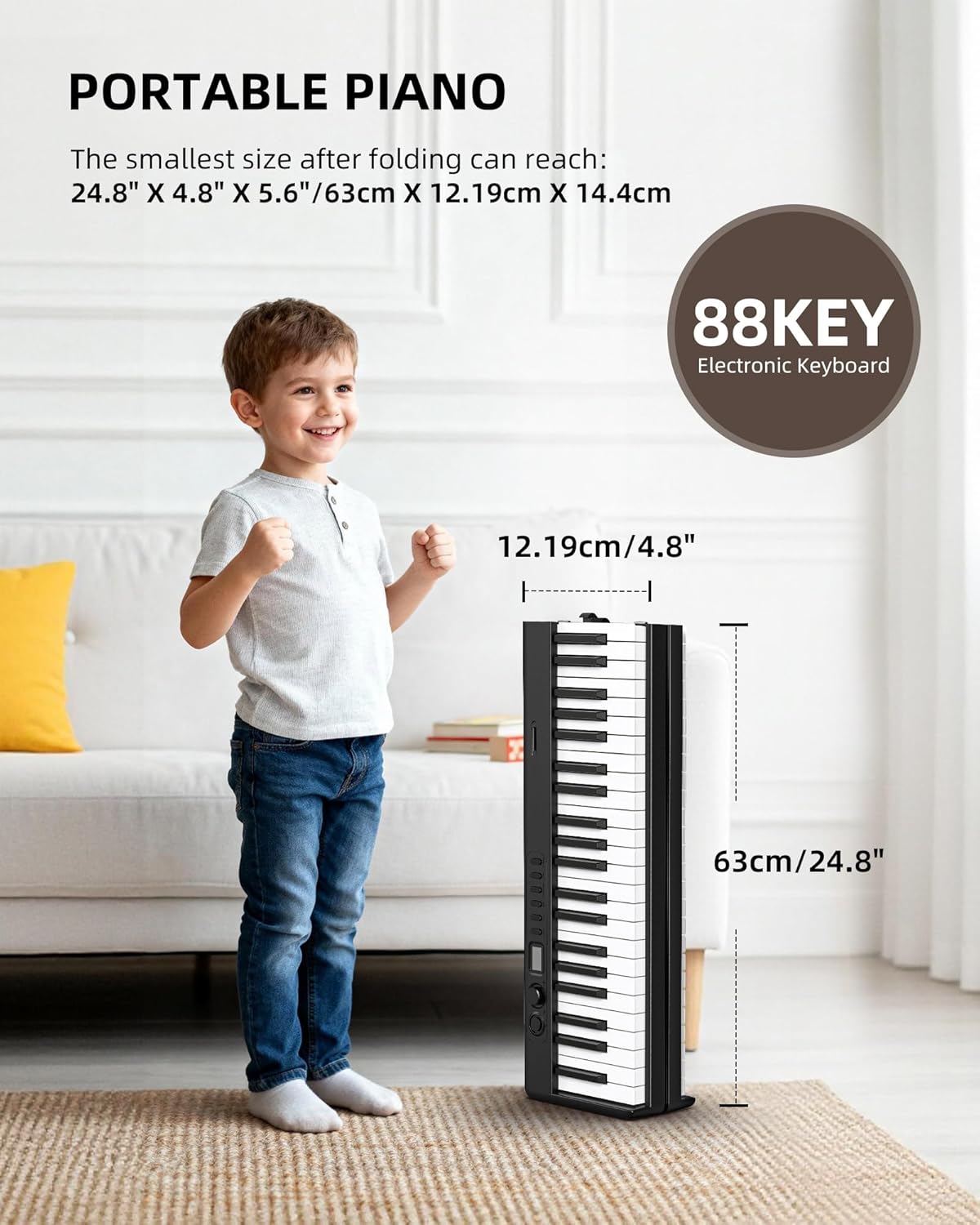 Lekato Pianoforte Elettronico Pieghevole 88 Tasti - immagine 7