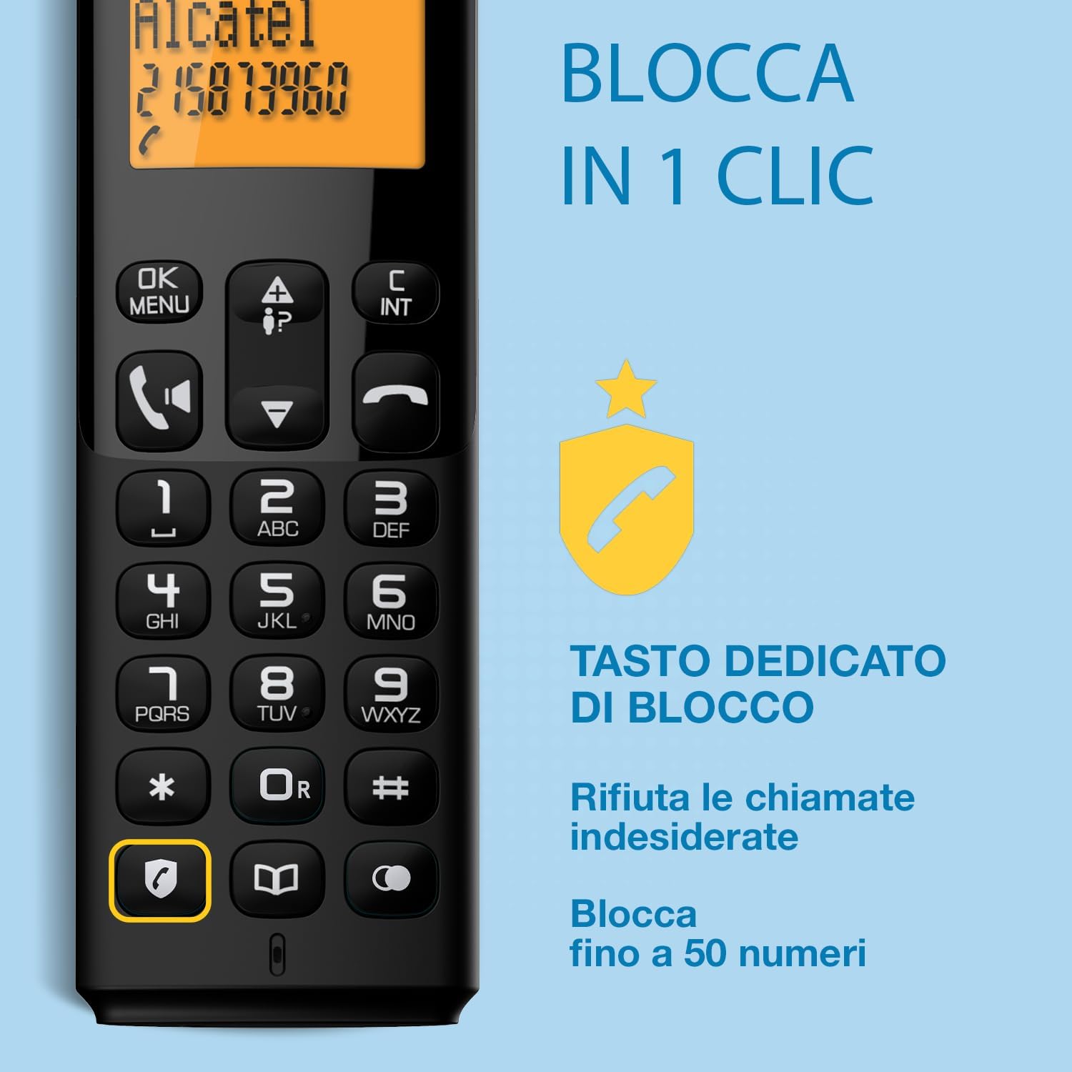Alcatel E260 - Telefono Fisso Cordless DECT, Nero - immagine 5