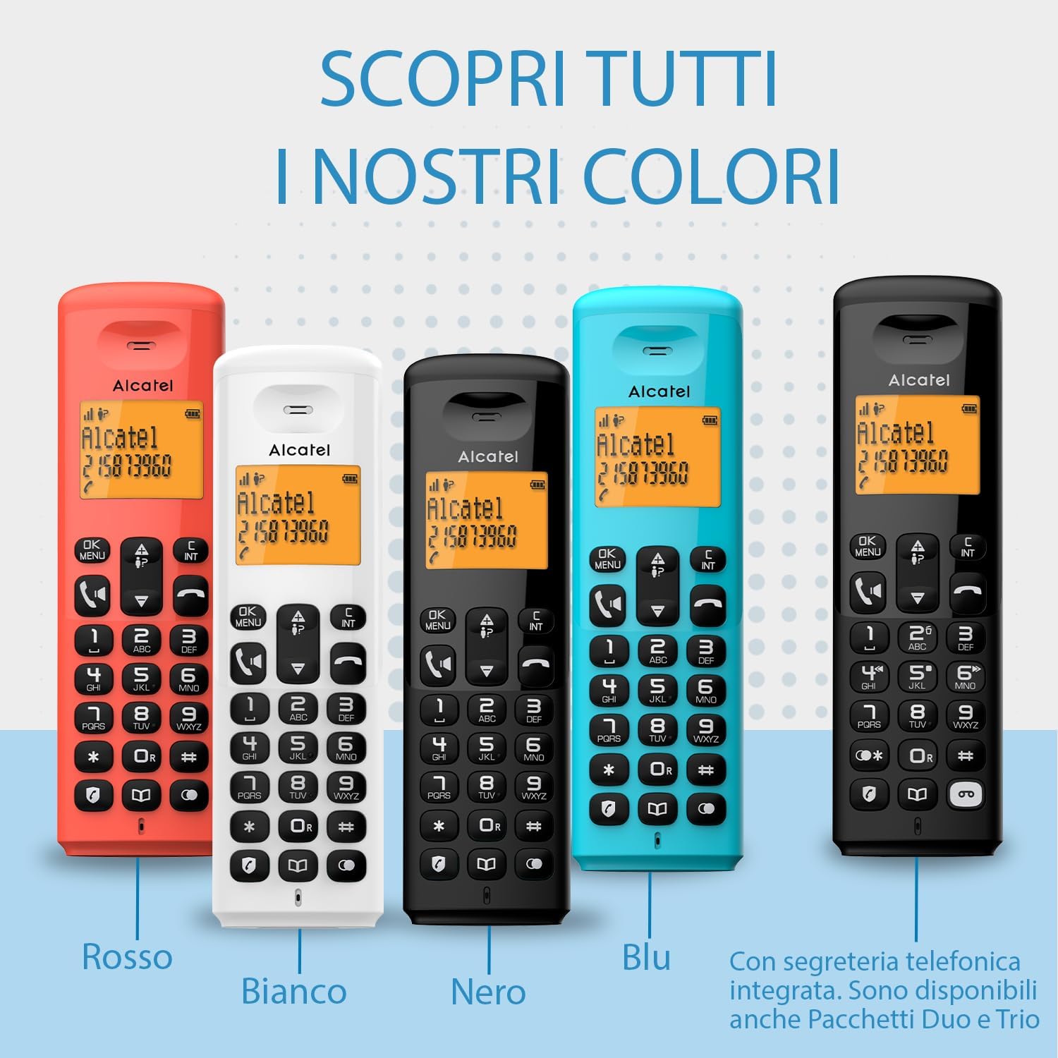 Alcatel E260 - Telefono Fisso Cordless DECT, Nero - immagine 6