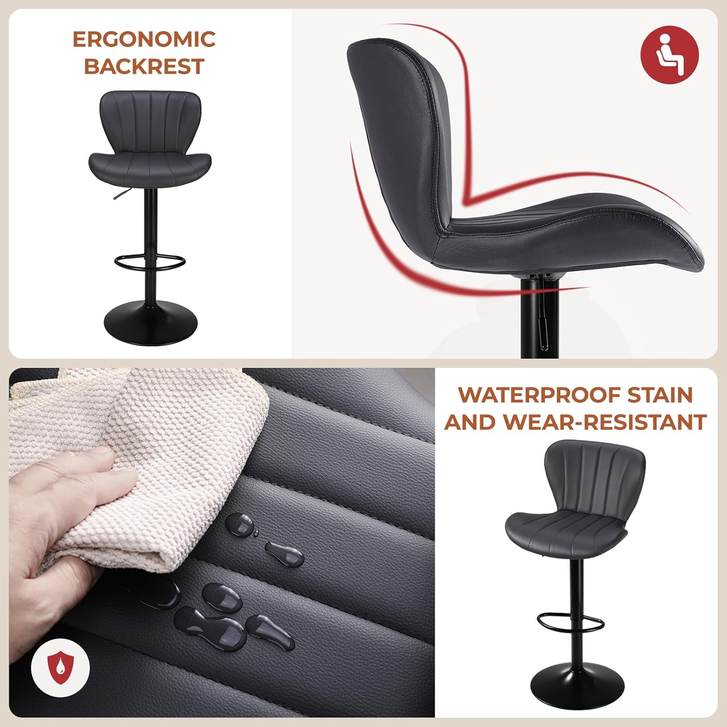 Clevich 2 Sgabelli Cucina Regolabili e Girevoli - immagine 5