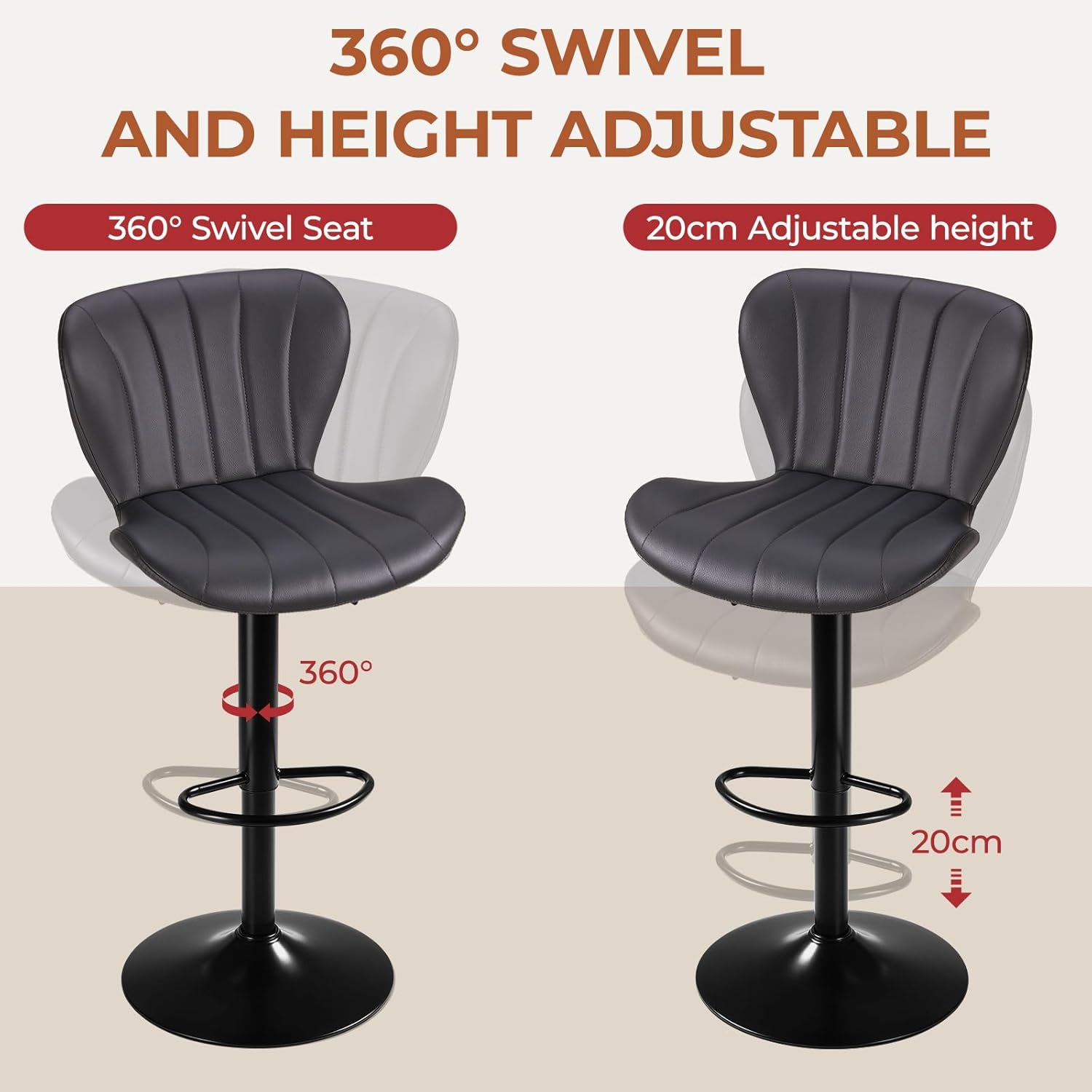 Clevich 2 Sgabelli Cucina Regolabili e Girevoli - immagine 6