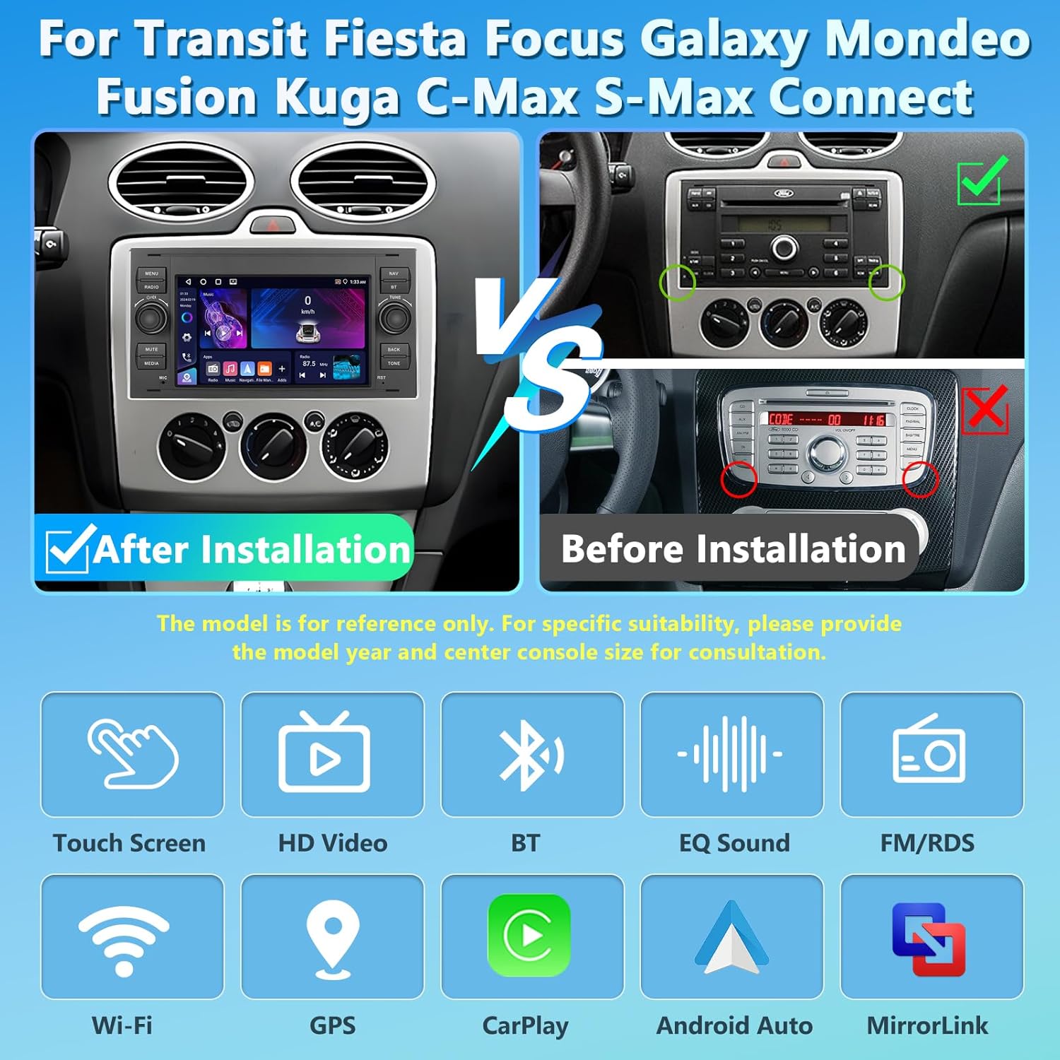 Autoradio Carplay per Ford Transit Focus Mondeo Fusion - immagine 2